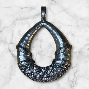 Premiere Designs Teardrop Pendant Rhinestones Filigree Silver Tone Jewelry